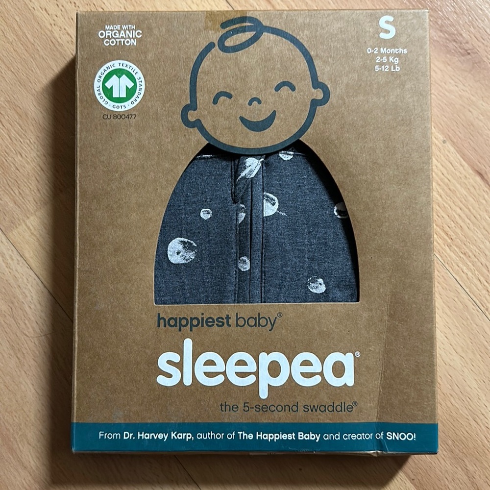 BRAND NEW Happiest Baby Sleepea Swaddle graphite planets